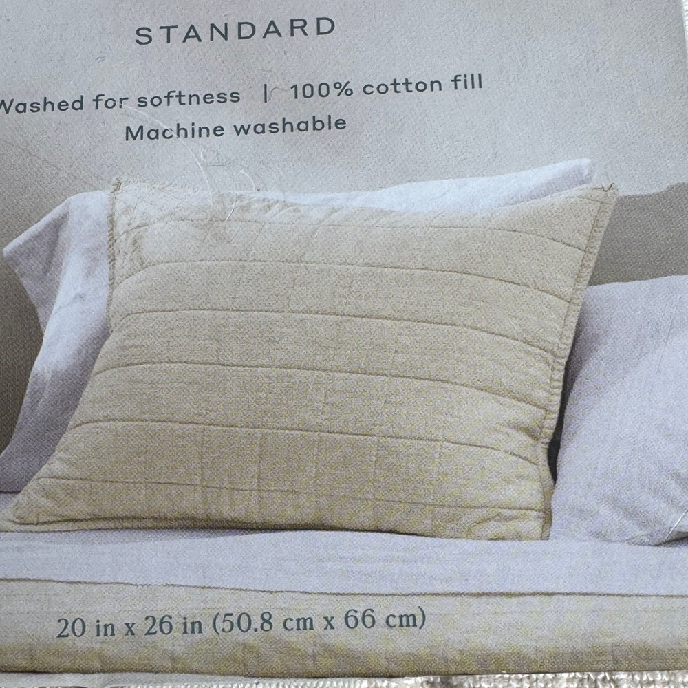 Casaluna Heavyweight Linen Blend‎ Sham Standard 20x26 Natural Cotton Fill Zipper